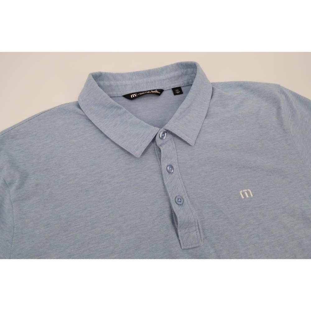 Travis Mathew Mens XXL Blue Striped Performance‎ PGA Tour Golf Polo Shirt 2XL